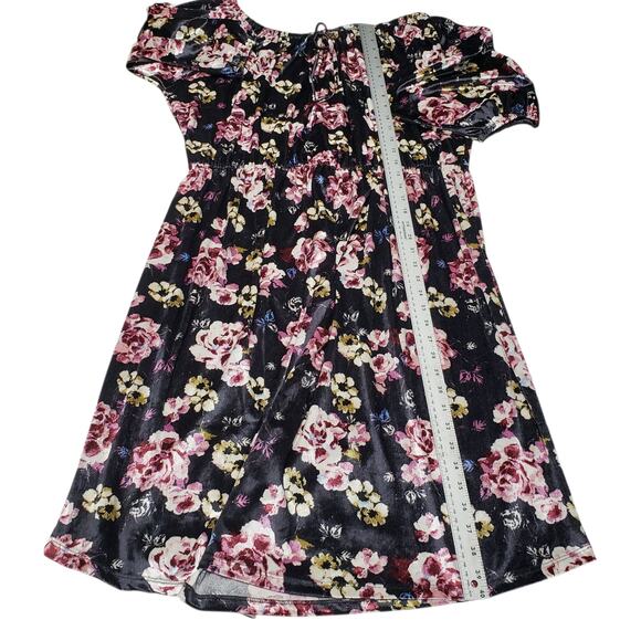 Plus Size Boho Velour Midi Dress 2X – 24/7 Blue Floral Off-Shoulder Cottagecore - Picture 10 of 12